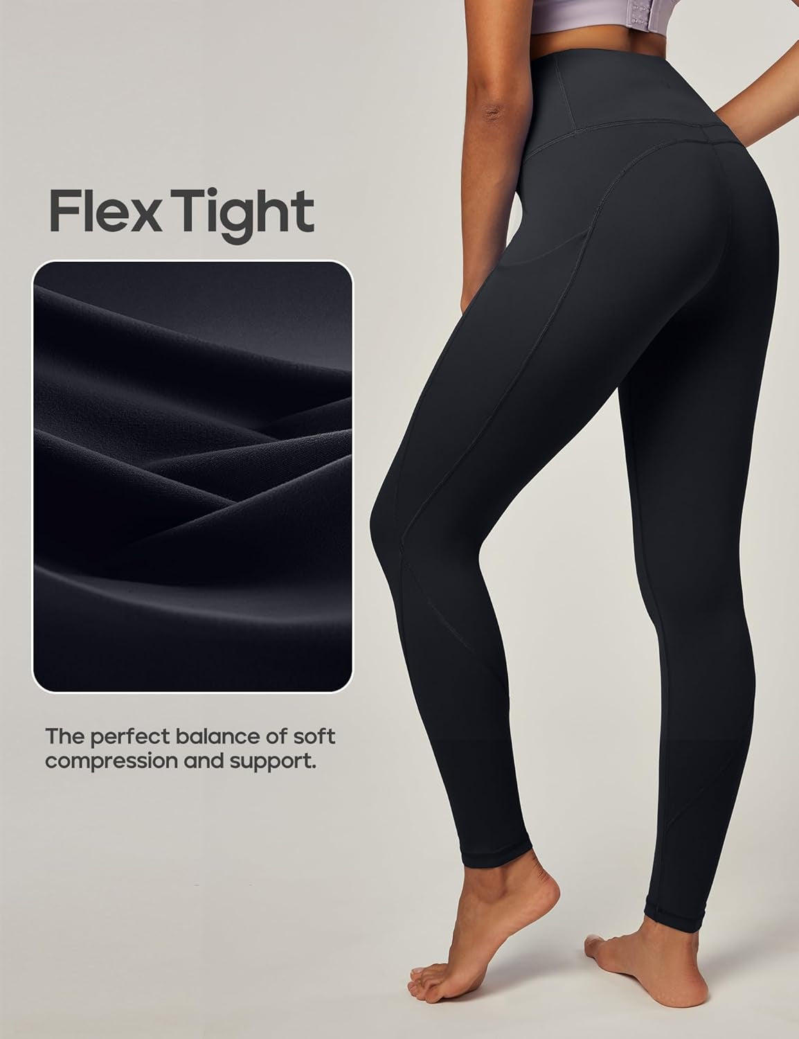 IUGA Women's High-Waisted Yoga Pants with Pockets - Tummy Control Compression Leggings for Fitness and Running