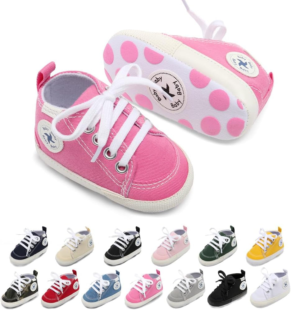 Cozy High Top Denim Sneakers with Soft Anti-Slip Sole for Newborns and Infants