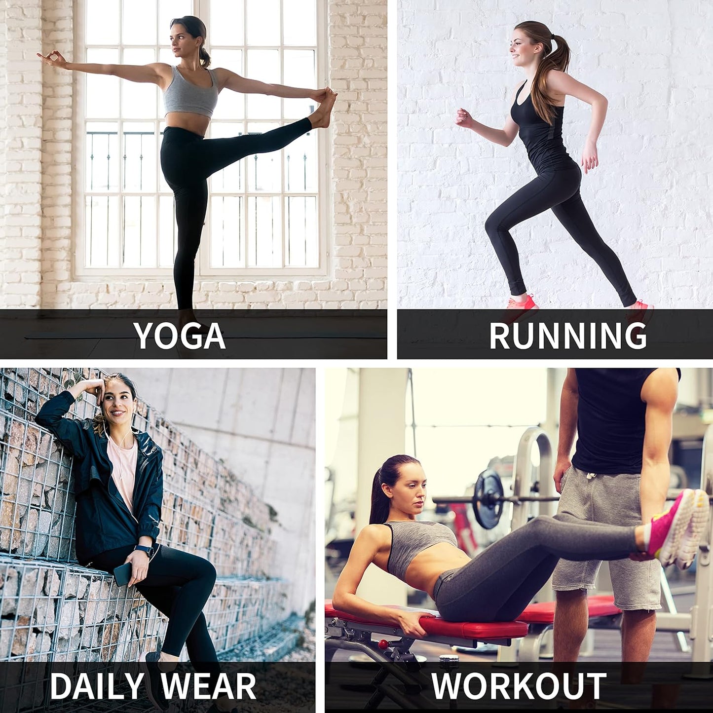 Lifesky Women's High-Waist Yoga Leggings with Tummy Control, 4-Way Stretch, and Triple Pocket Design for Enhanced Performance in Gym, Running, and Fitness Activities