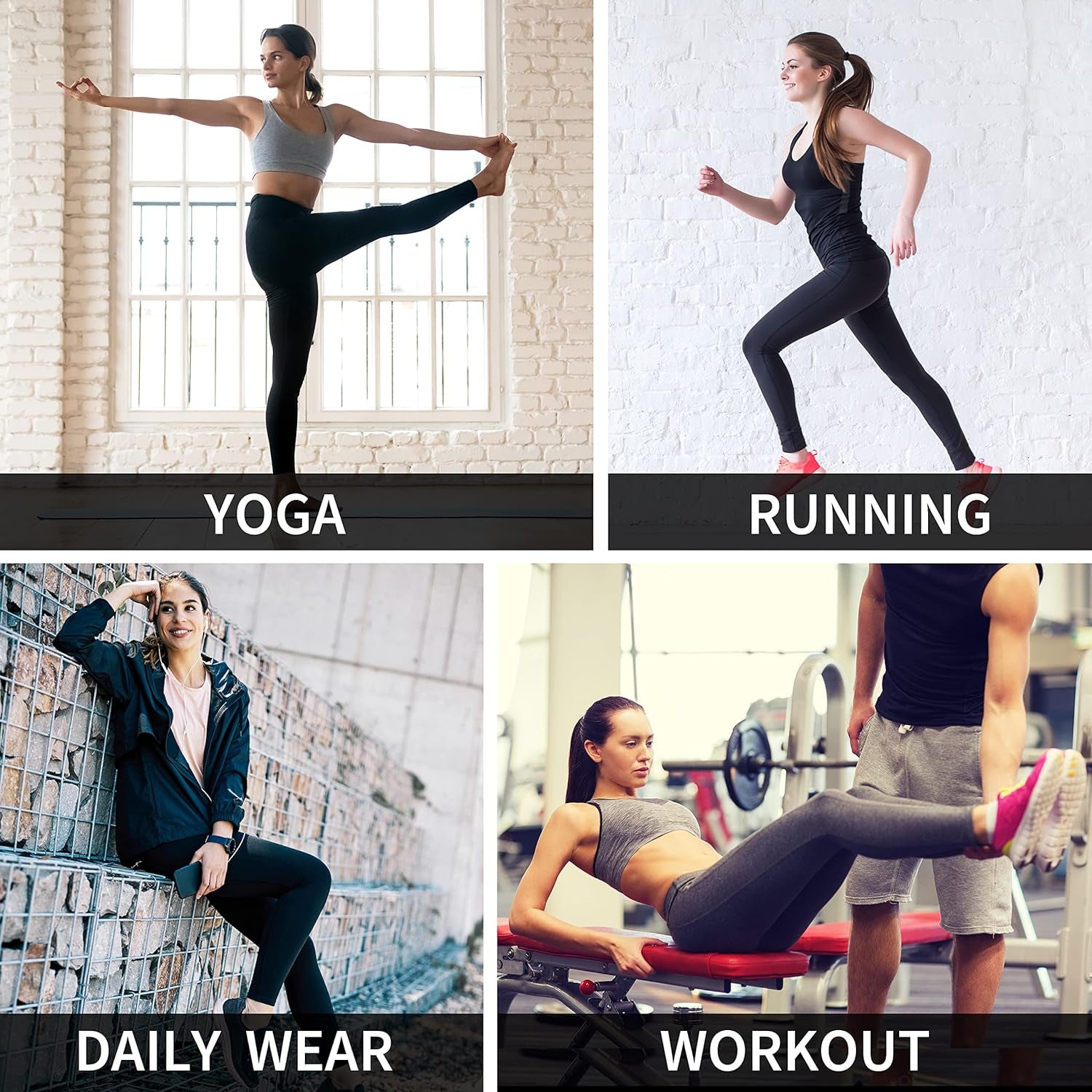 Lifesky Women's High-Waist Yoga Leggings with Tummy Control, 4-Way Stretch, and Triple Pocket Design for Enhanced Performance in Gym, Running, and Fitness Activities