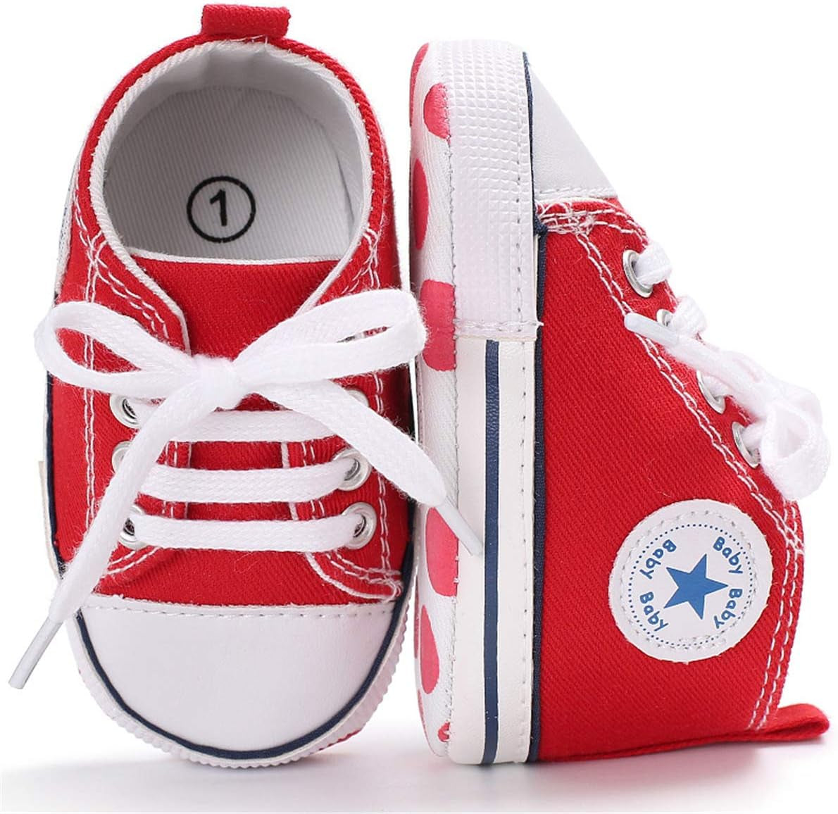 KIDSUN Unisex High Top Sneakers for Infants - Soft, Anti-Slip Canvas Denim First Walkers for Little Feet