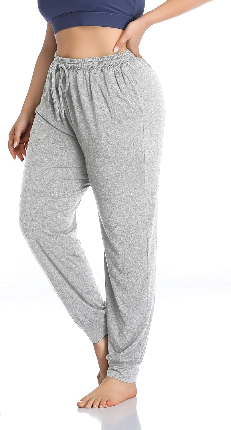 ZERDOCEAN Women's Plus Size Casual Lounge Yoga Pants - Comfortable Relaxed Joggers Featuring Drawstring and Pockets