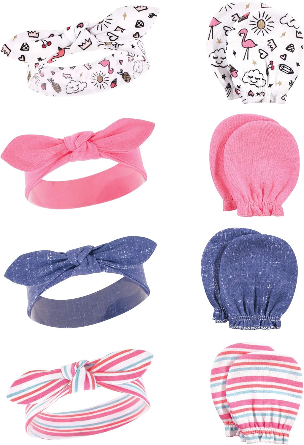 Adorable Hudson Baby Girls' Cotton Headband and Scratch Mitten Set for Ultimate Comfort and Style
