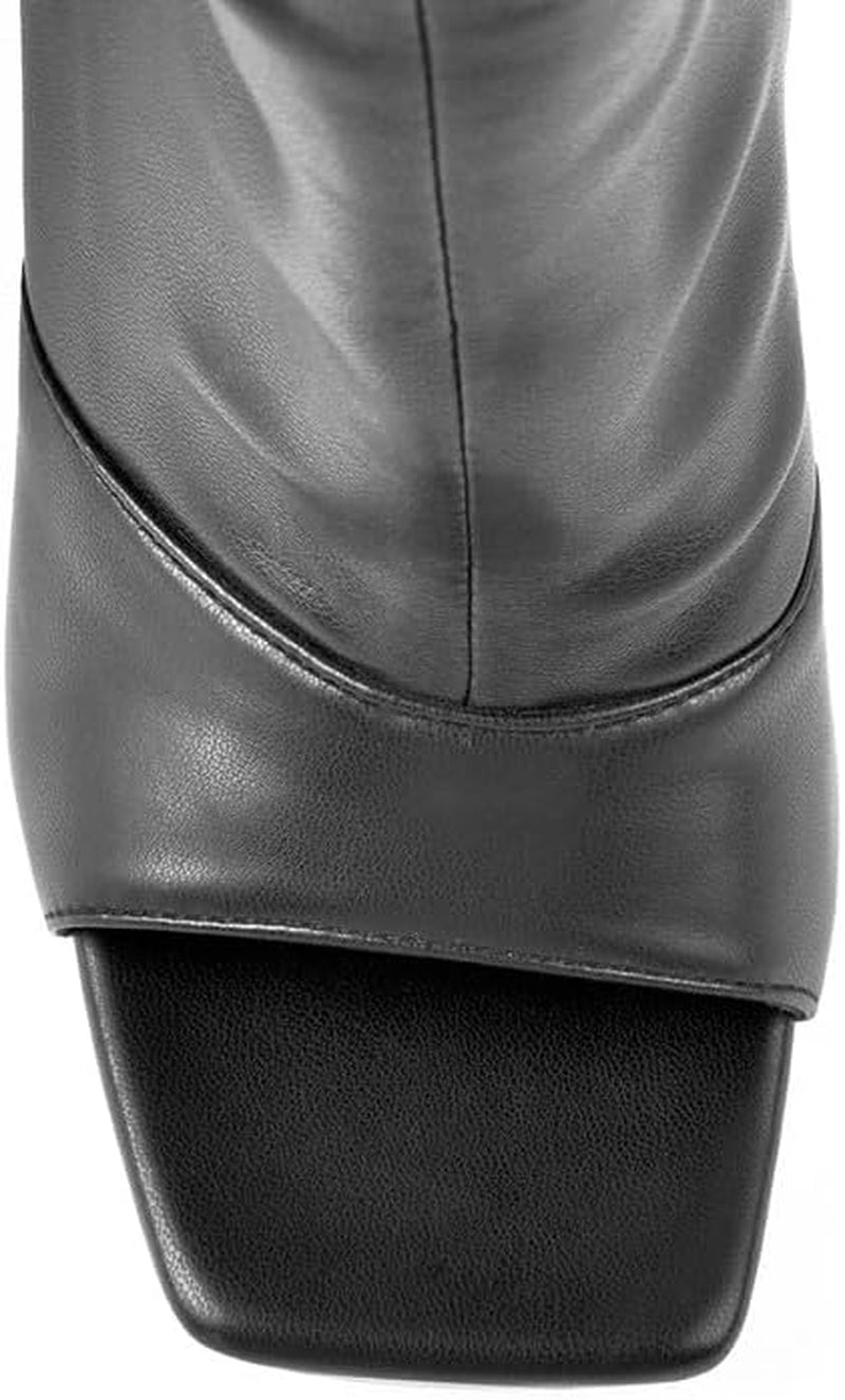 LISHAN Women's Stiletto Heel Knee and Thigh High Boots with Zipper and Peep/Closed Toe Variants
