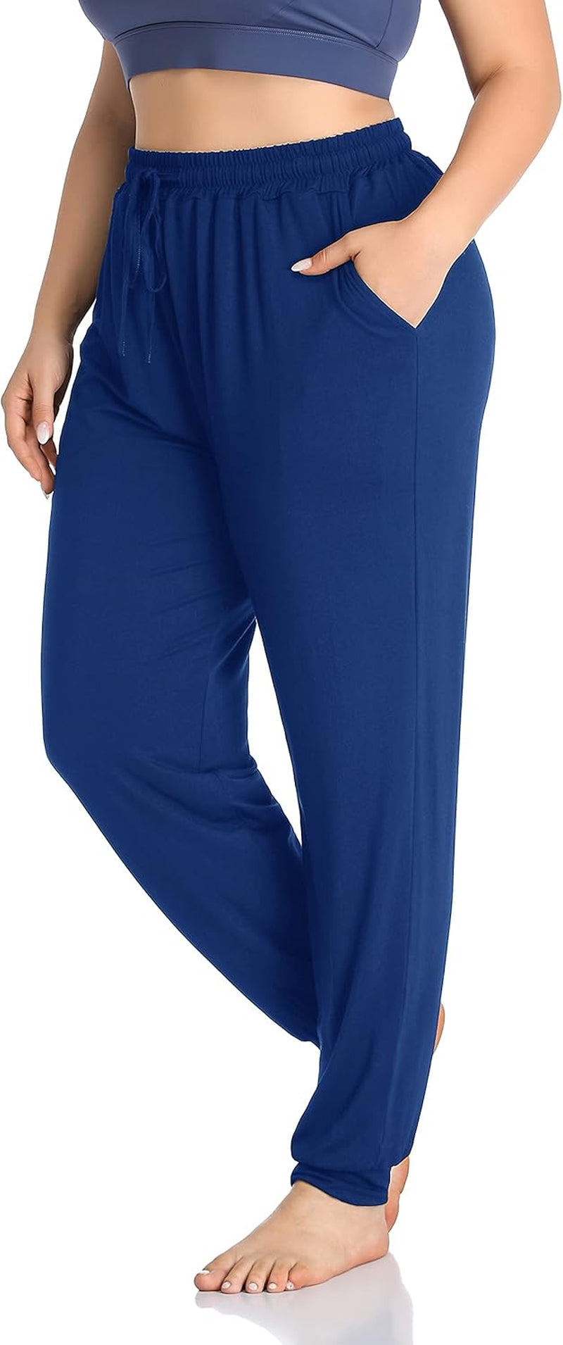 ZERDOCEAN Women's Plus Size Casual Lounge Yoga Pants - Comfortable Relaxed Joggers Featuring Drawstring and Pockets