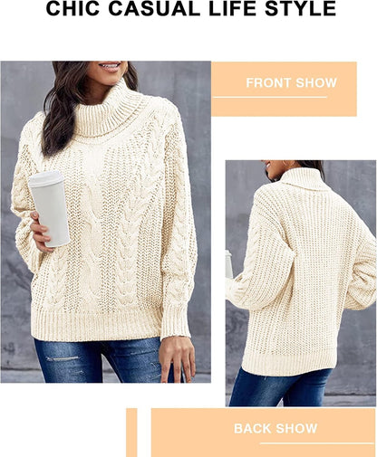Chic Oversized Balloon Sleeve Turtleneck Sweater - Winter Pullover Outerwear