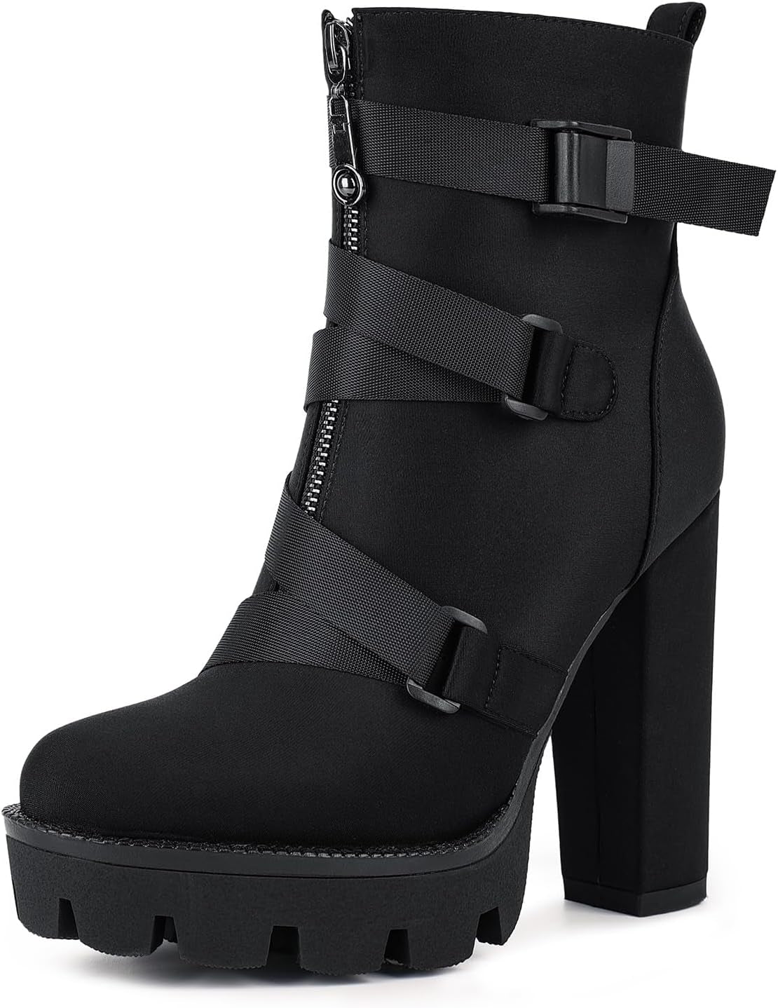 Wetkiss Women's Lace-Up Chunky Heeled Platform Combat Boots