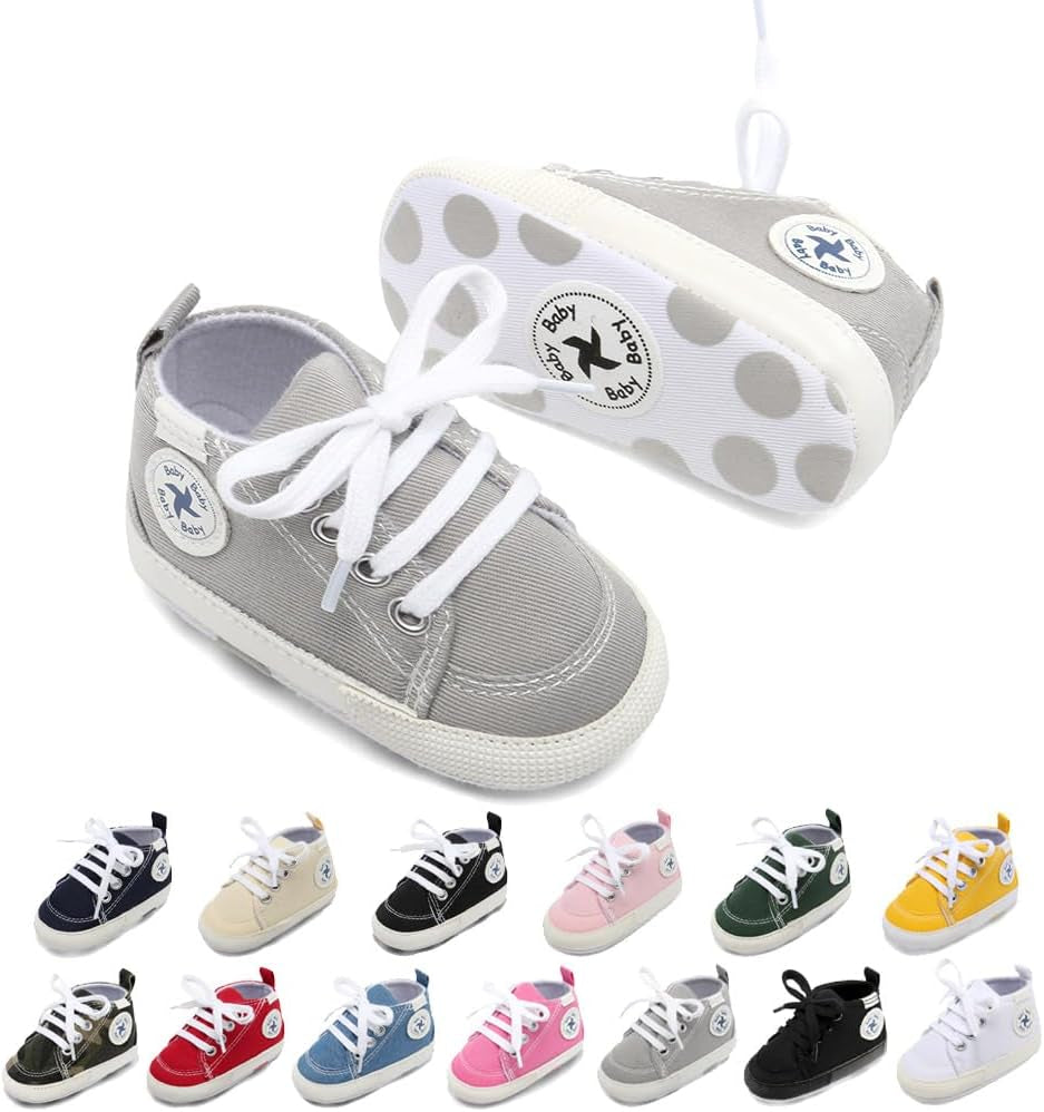 Cozy High Top Denim Sneakers with Soft Anti-Slip Sole for Newborns and Infants