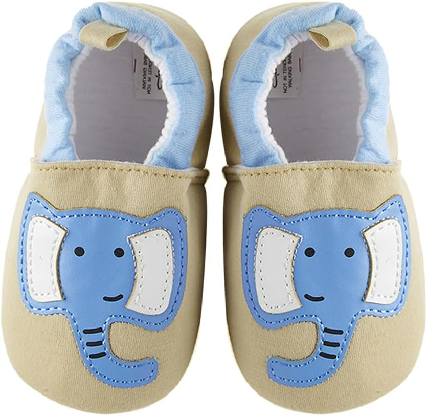 Timatego Non-Skid Infant Moccasins - Perfect First Walker House Shoes for Boys & Girls (6-24 Months)
