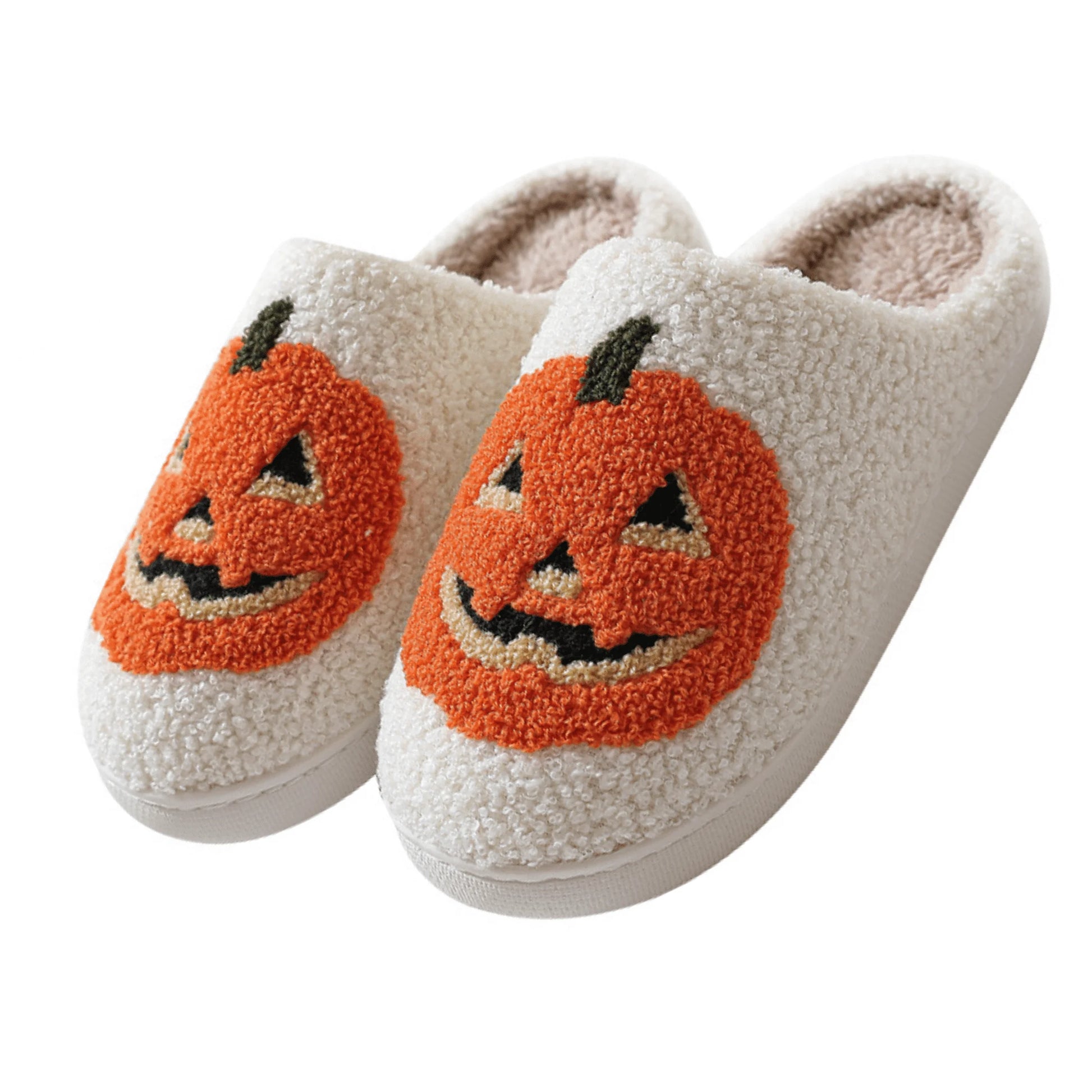 Women's Plush Halloween Slippers - Cozy Pumpkin Design for Indoor Comfort - Non-Slip Fuzzy House Slides for All Ages