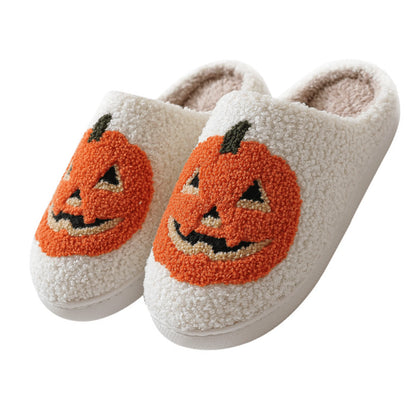 Women's Plush Halloween Slippers - Cozy Pumpkin Design for Indoor Comfort - Non-Slip Fuzzy House Slides for All Ages