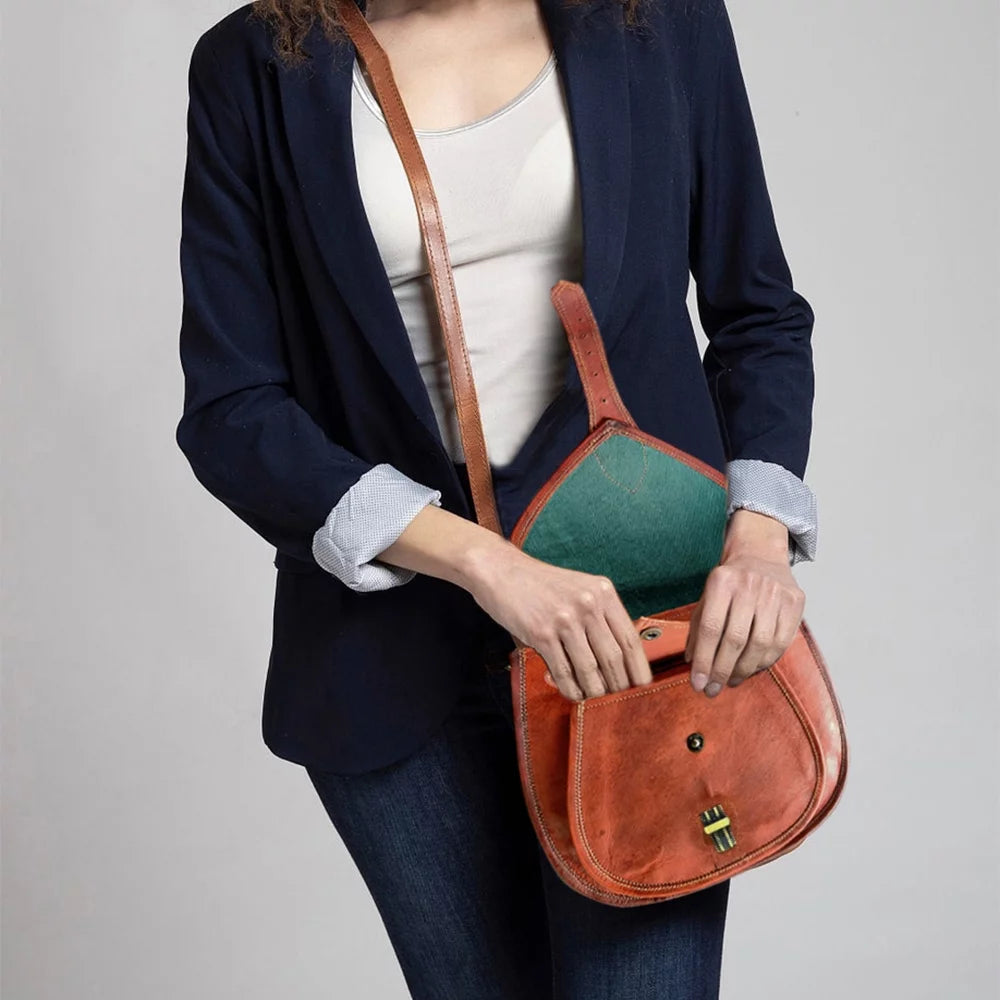 Stylish 11" Women's Leather Crossbody Sling Bag - Versatile Travel Tote & Vintage Hobo Purse
