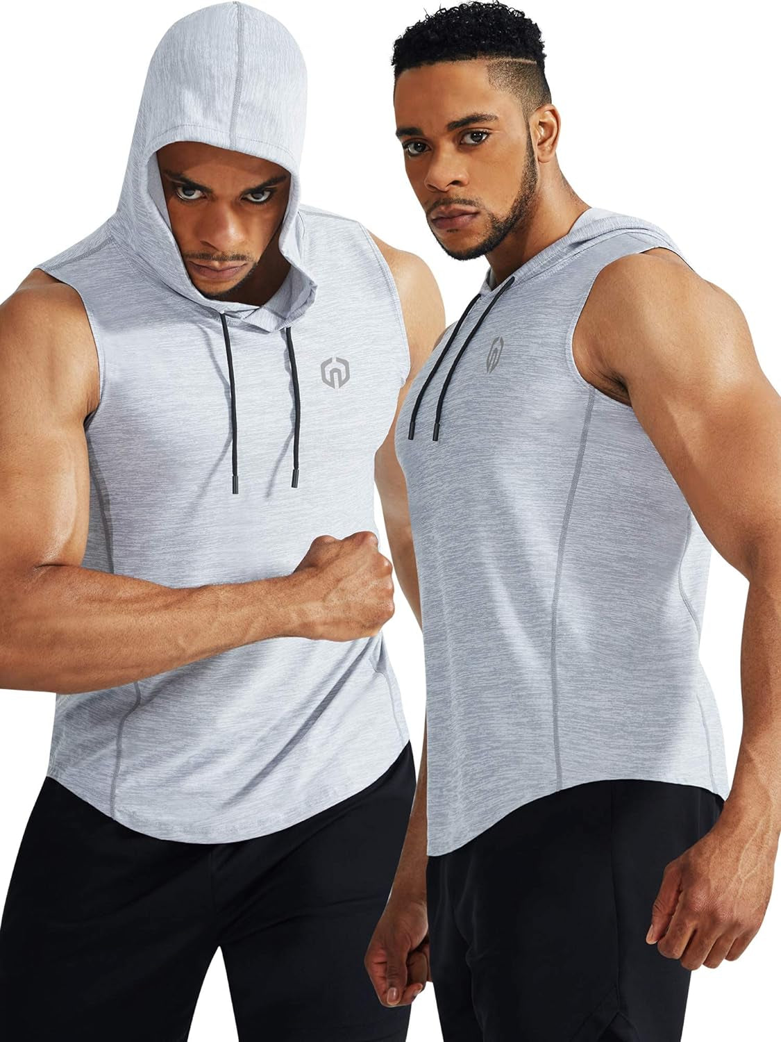 NELEUS Men's 3-Pack Hooded Athletic Tank Tops - Perfect for Muscle Workouts, Red/Light Green/Light Grey, Available in US 2XL & EU 3XL