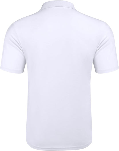 COOFANDY Men's Slim Fit White Cotton Pique Golf Polo Shirt - Perfect for Style and Comfort