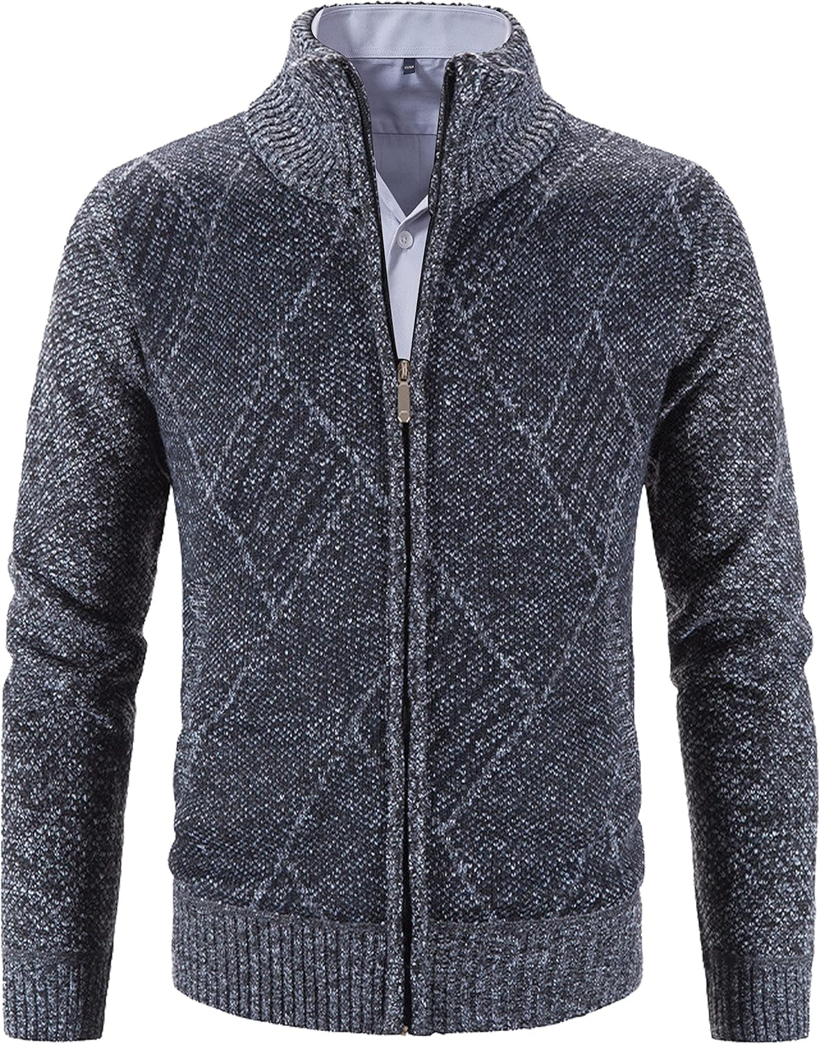Men's Casual Full-Zip Knitted Cardigan Sweater with Pockets by Vtuaol