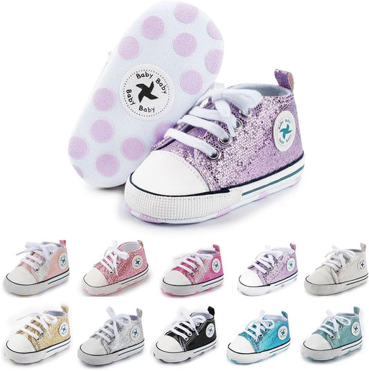 Cozy High Top Denim Sneakers with Soft Anti-Slip Sole for Newborns and Infants