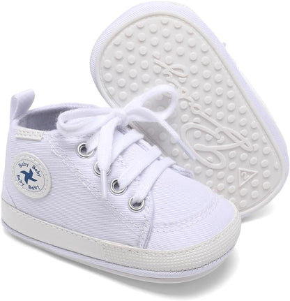 Cozy High Top Denim Sneakers with Soft Anti-Slip Sole for Newborns and Infants