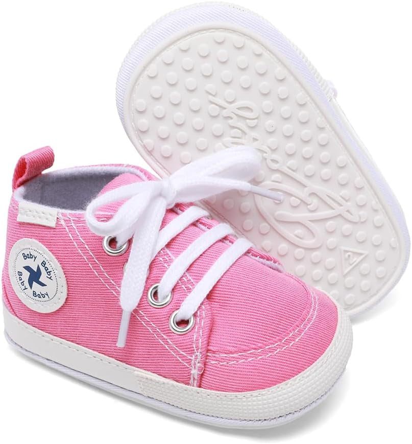 Cozy High Top Denim Sneakers with Soft Anti-Slip Sole for Newborns and Infants