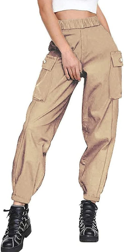 Women's Classic High-Waist Cargo Joggers with Pockets