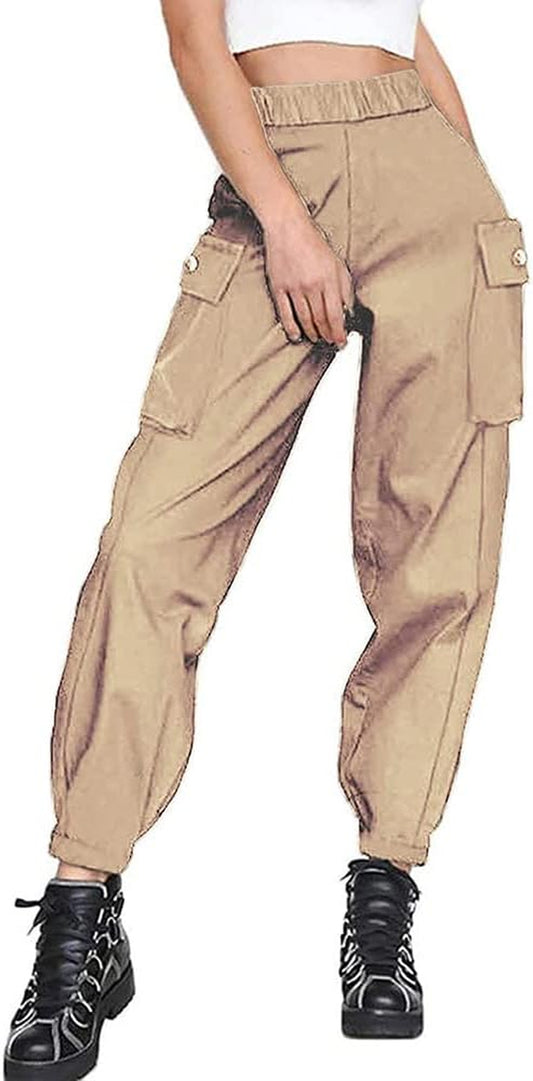 Women's Classic High-Waist Cargo Joggers with Pockets