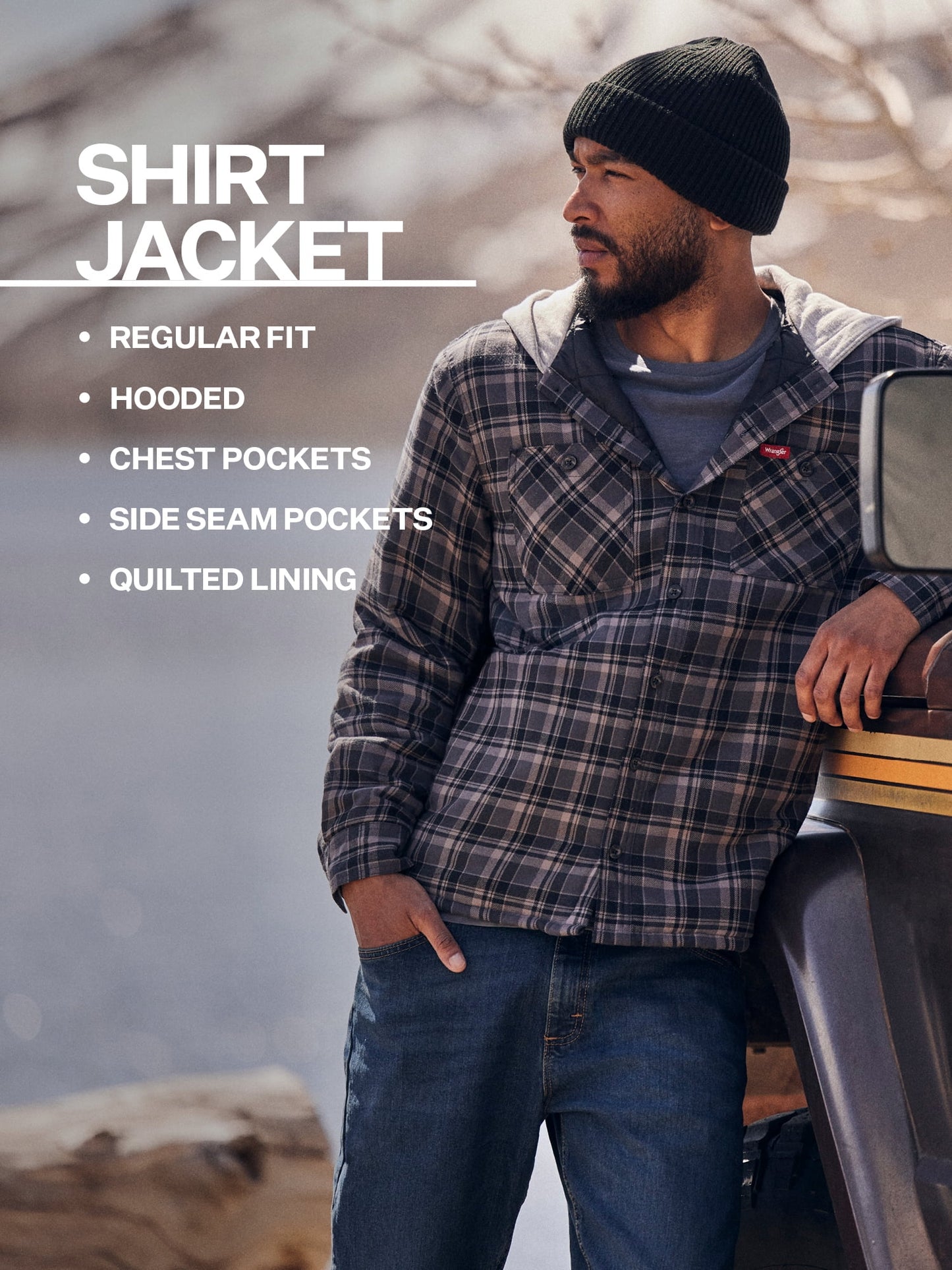 Men's and Big Men's Heavyweight Hooded Shirt Jacket, Available in Sizes S-5XL
