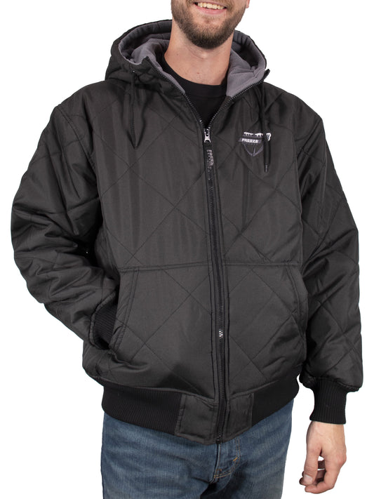 Men's Big & Tall Quilted Winter Jacket with Fleece Lining (3XL, Black)