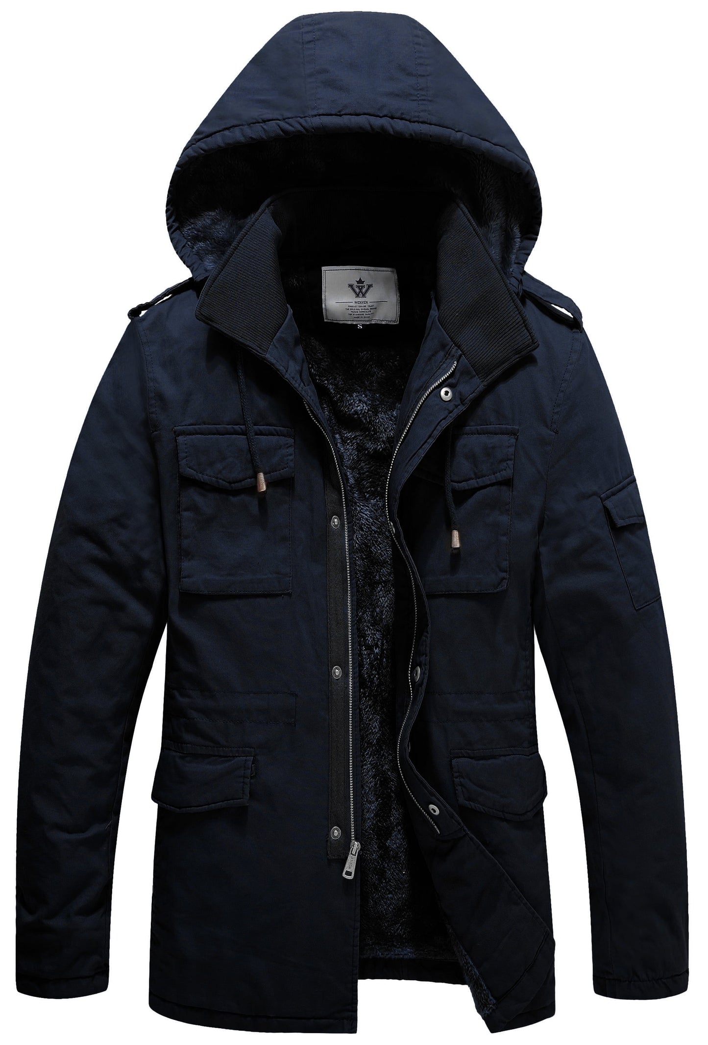 Men's Big and Tall Hooded Winter Parka Puffer Jacket in Navy, Size 3XL