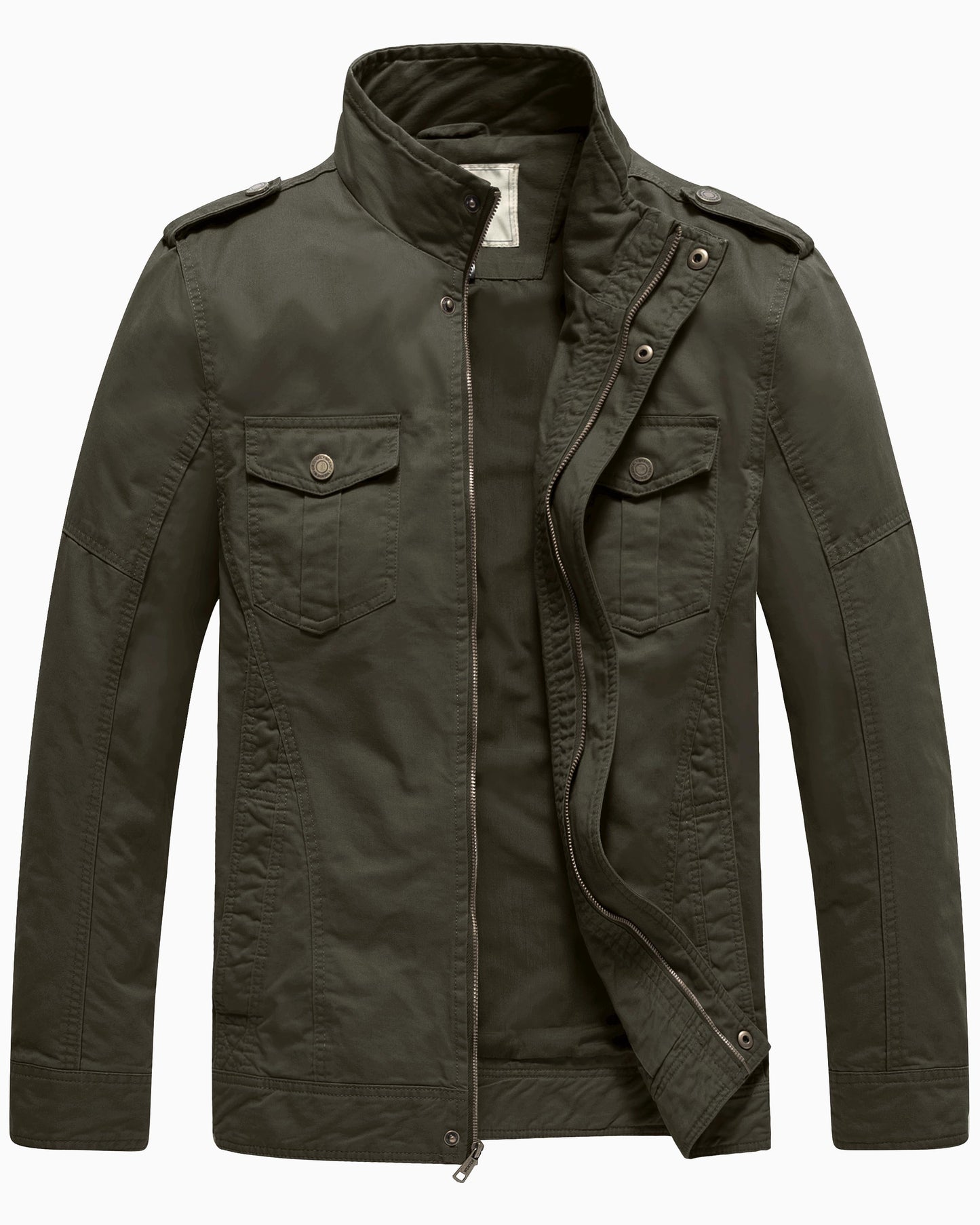 Men's Lightweight Cotton Work Jacket - Spring Windbreaker Utility Coat in Green, Size S