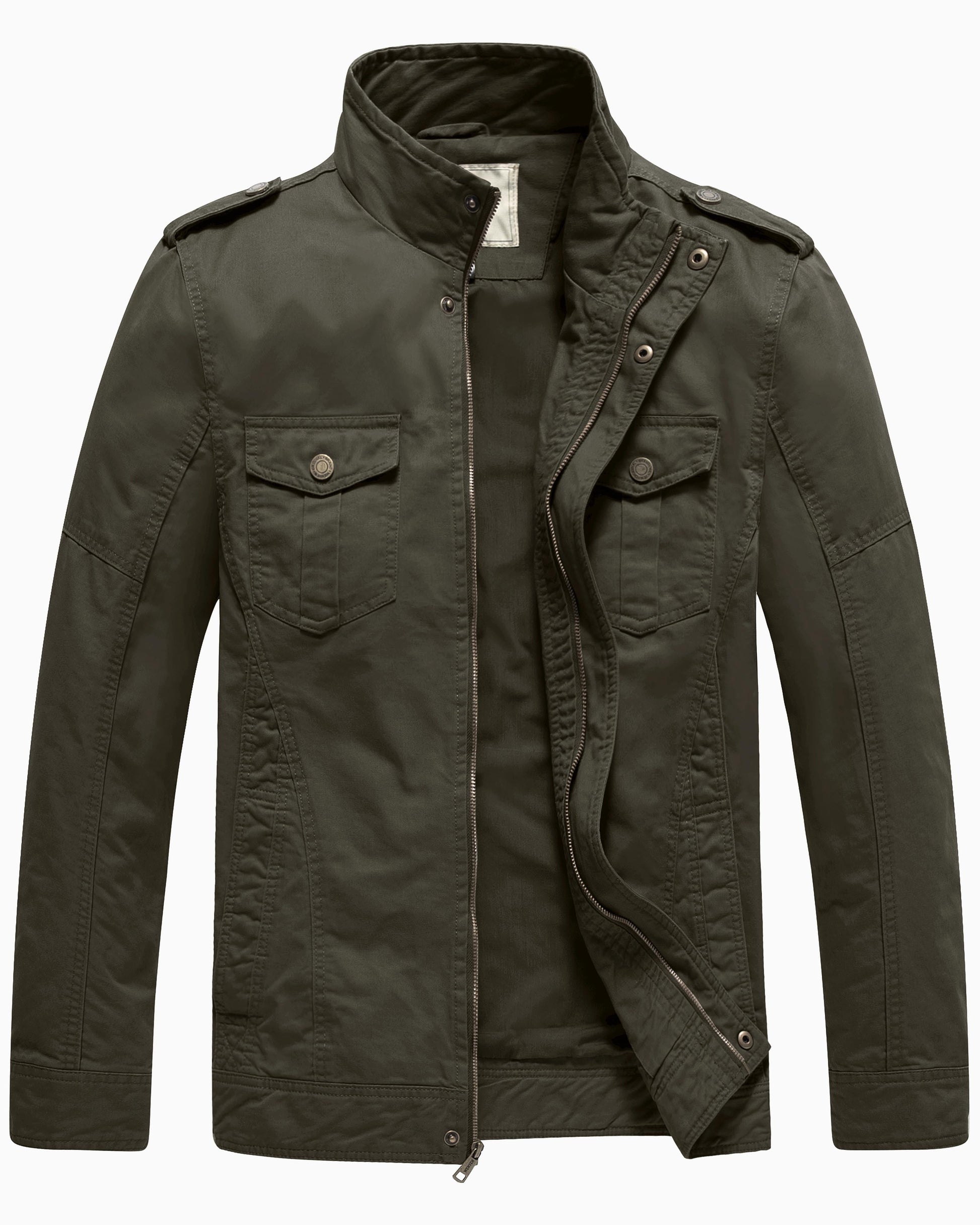 Men's Lightweight Cotton Work Jacket - Spring Windbreaker Utility Coat in Green, Size S