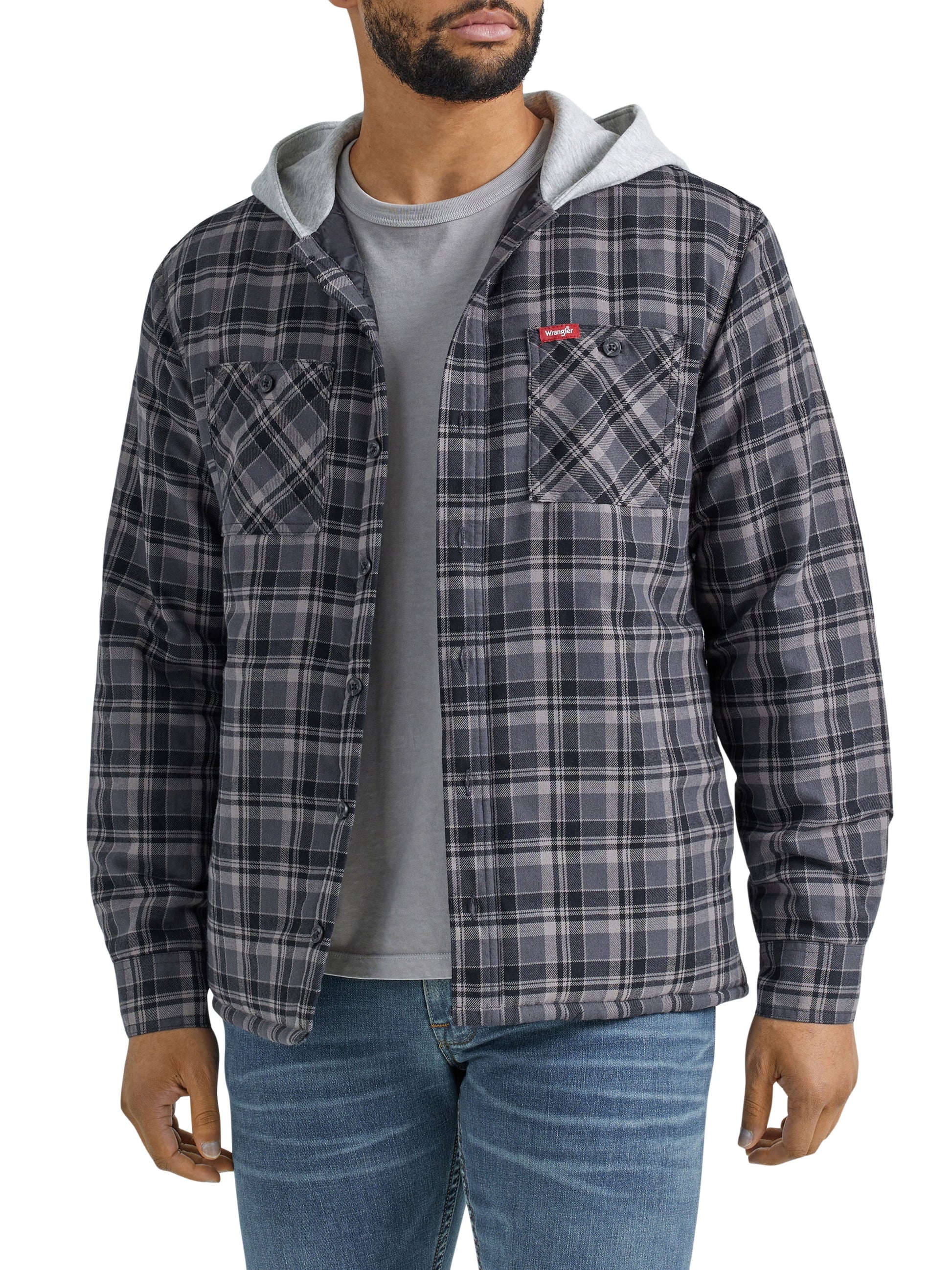 Men's and Big Men's Heavyweight Hooded Shirt Jacket, Available in Sizes S-5XL