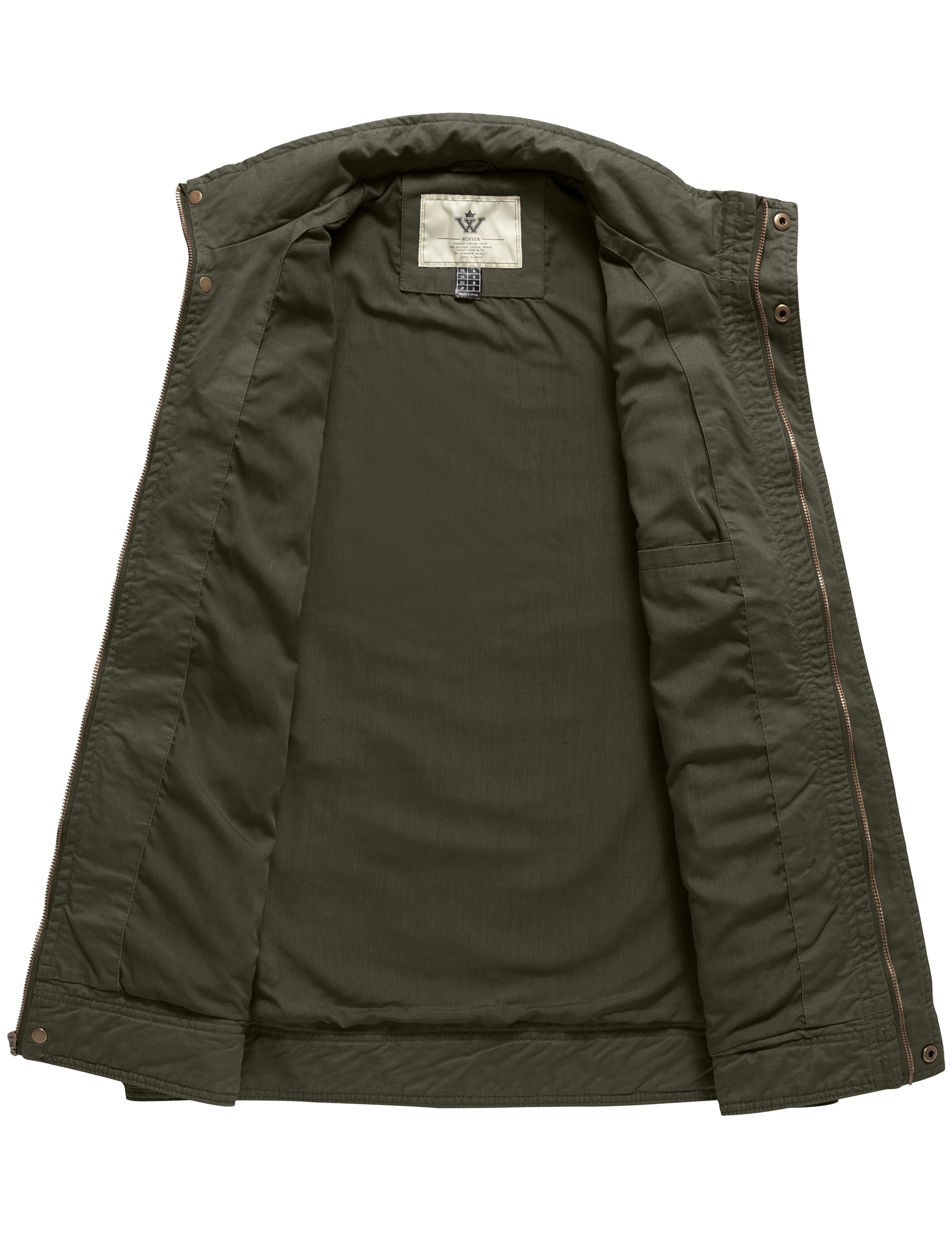 Men's Lightweight Cotton Work Jacket - Spring Windbreaker Utility Coat in Green, Size S