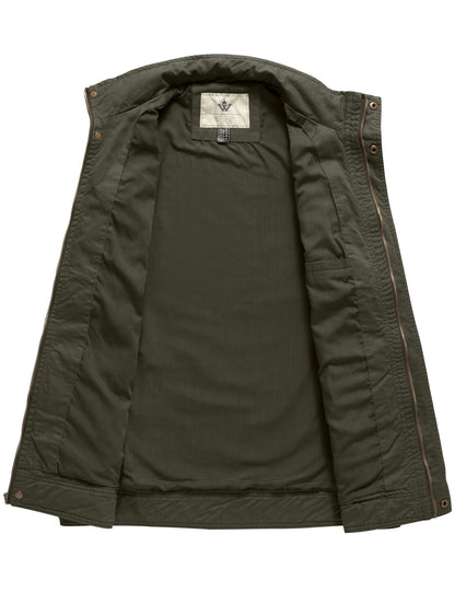 Men's Lightweight Cotton Work Jacket - Spring Windbreaker Utility Coat in Green, Size S