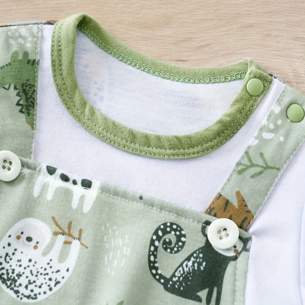 Infant Zoo Animal Print Romper for Boys - Short Sleeve Faux Two-Piece Bodysuit for Casual Playwear