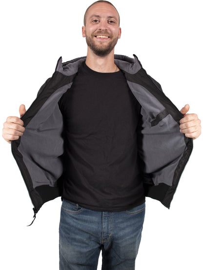 Men's Big & Tall Quilted Winter Jacket with Fleece Lining (3XL, Black)