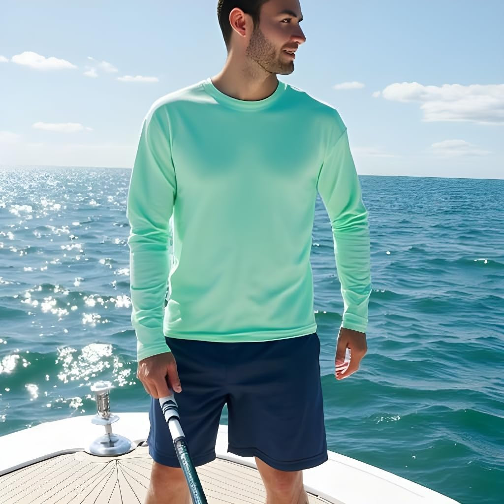 INGEAR Men's Long Sleeve Swim Shirts with UPF 50+ Sun Protection and Rash Guard Features