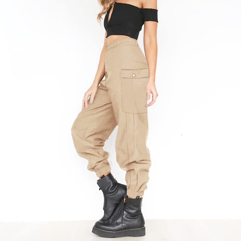Women's Classic High-Waist Cargo Joggers with Pockets