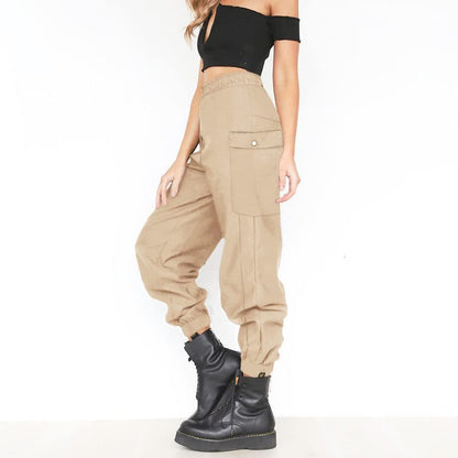 Women's Classic High-Waist Cargo Joggers with Pockets