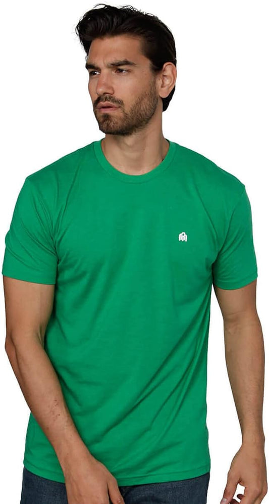 INTO the AM Men's Modern Fit Crew Neck T-Shirt - Classic Short Sleeve Tee in Green (Medium)