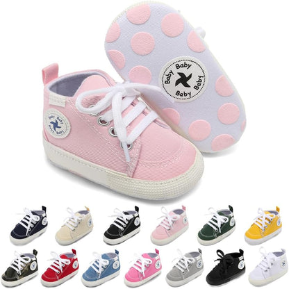 Cozy High Top Denim Sneakers with Soft Anti-Slip Sole for Newborns and Infants