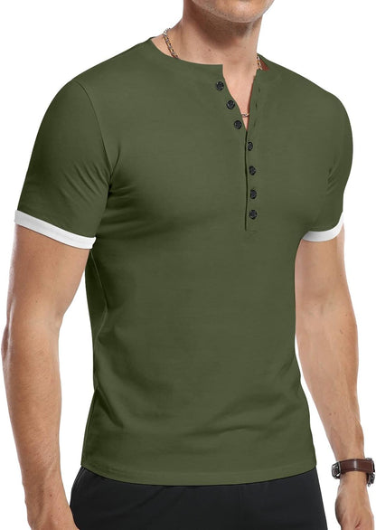 Men's Casual Slim Fit Henley T-Shirt - Perfect for Summer Style!