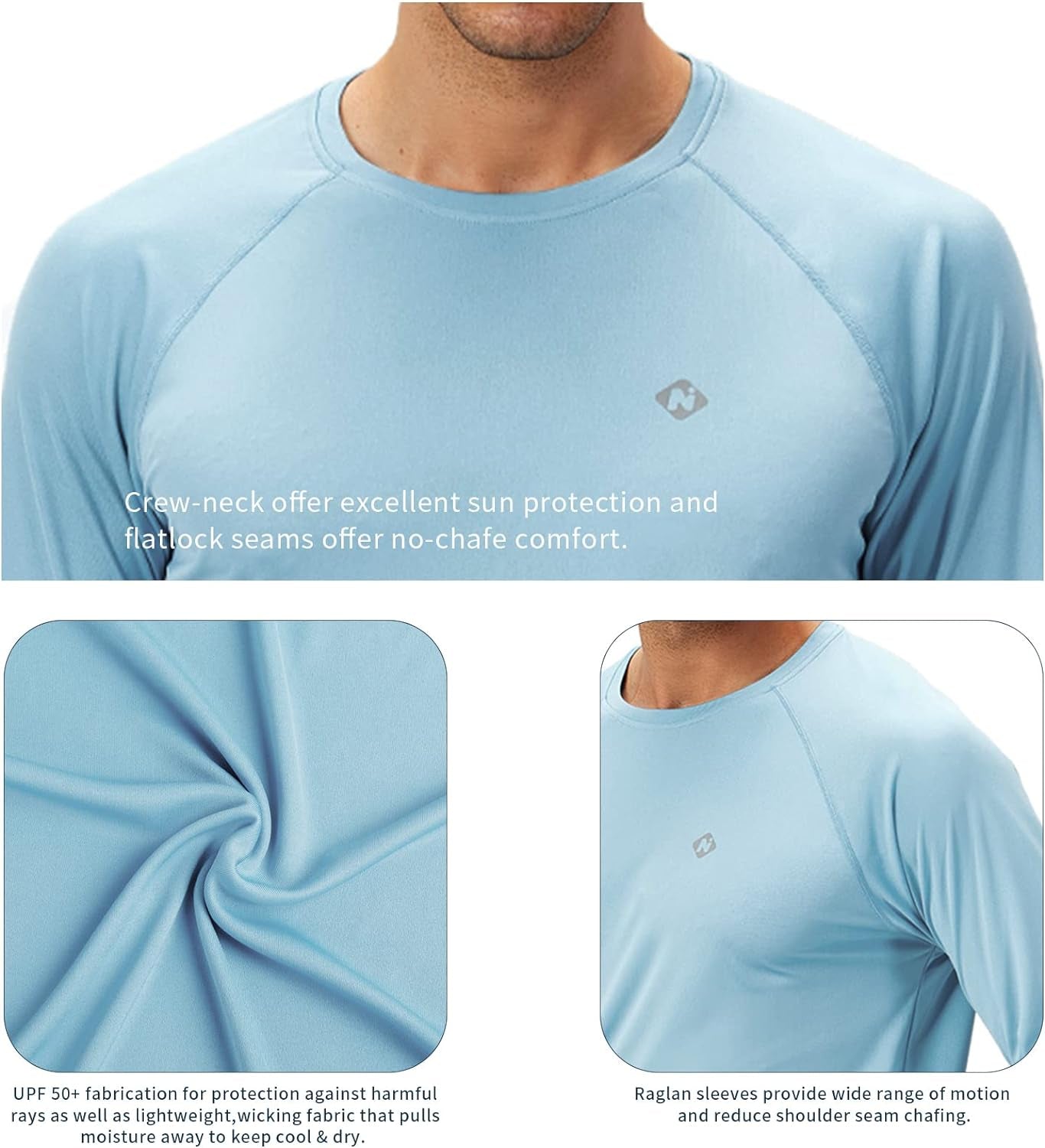 NAVISKIN Men's UPF 50+ Long Sleeve Rash Guard - Lightweight, Quick Dry Swim Shirt for Ultimate Sun Protection