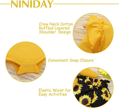 Adorable Baby Girl Winter Outfit Set - Ruffle Tops, Pants & Headband for 12-18 Months - Perfect for Fall & Spring!
