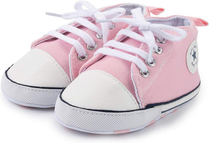 KIDSUN Unisex High Top Sneakers for Infants - Soft, Anti-Slip Canvas Denim First Walkers for Little Feet
