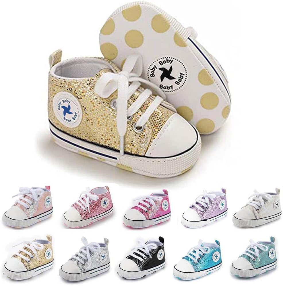 Cozy High Top Denim Sneakers with Soft Anti-Slip Sole for Newborns and Infants