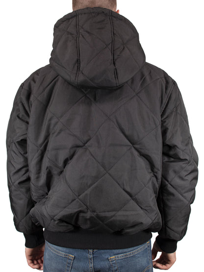 Men's Big & Tall Quilted Winter Jacket with Fleece Lining (3XL, Black)