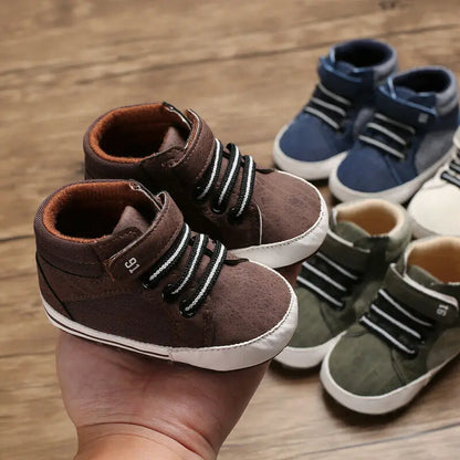 Pudcoco Infant Leather Sports Crib Shoes (0-18 Months) - Soft First Walker Sneakers for Boys and Girls