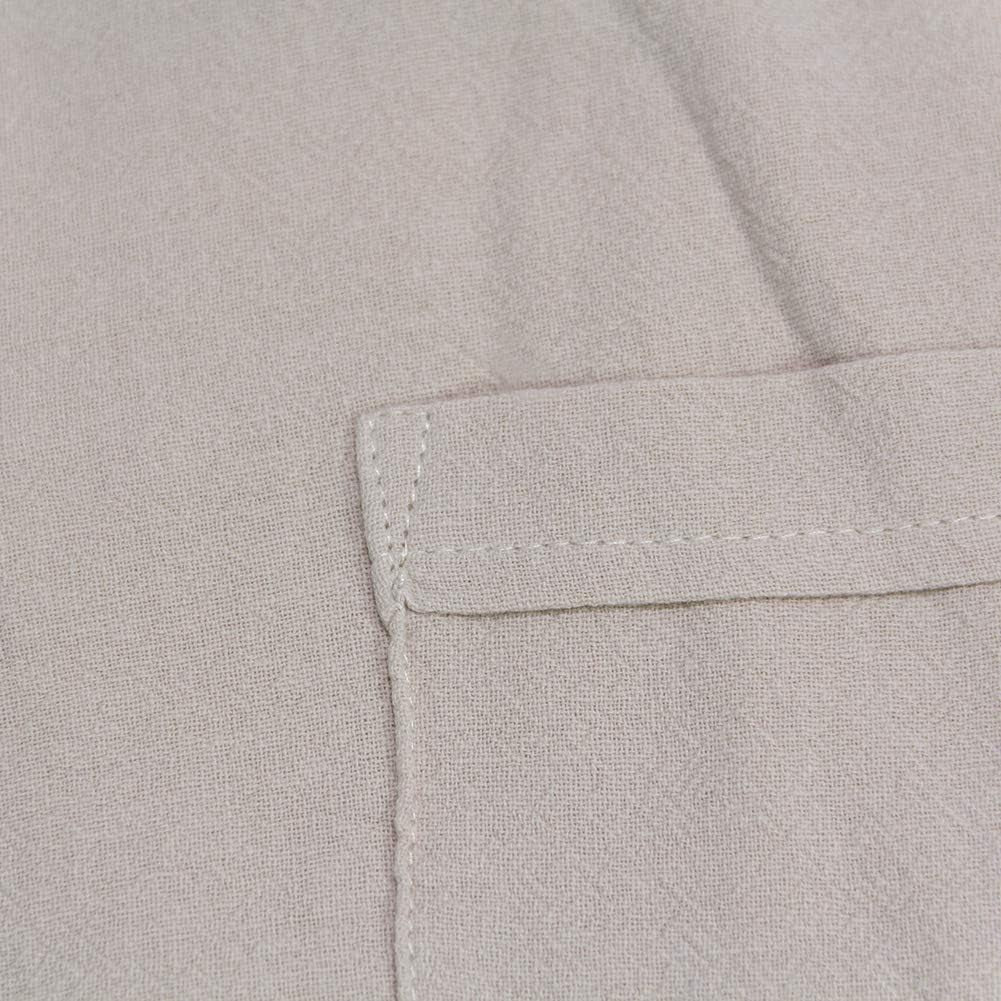 Stylish Men's Linen Cotton Short Sleeve Henley Shirt - Casual Button-Up Beach T-Shirt Available in 7 Vibrant Colors, Including Beige