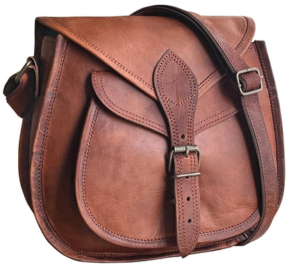 Stylish 11" Women's Leather Crossbody Sling Bag - Versatile Travel Tote & Vintage Hobo Purse