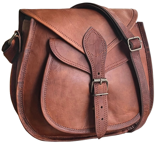Stylish 11" Women's Leather Crossbody Sling Bag - Versatile Travel Tote & Vintage Hobo Purse