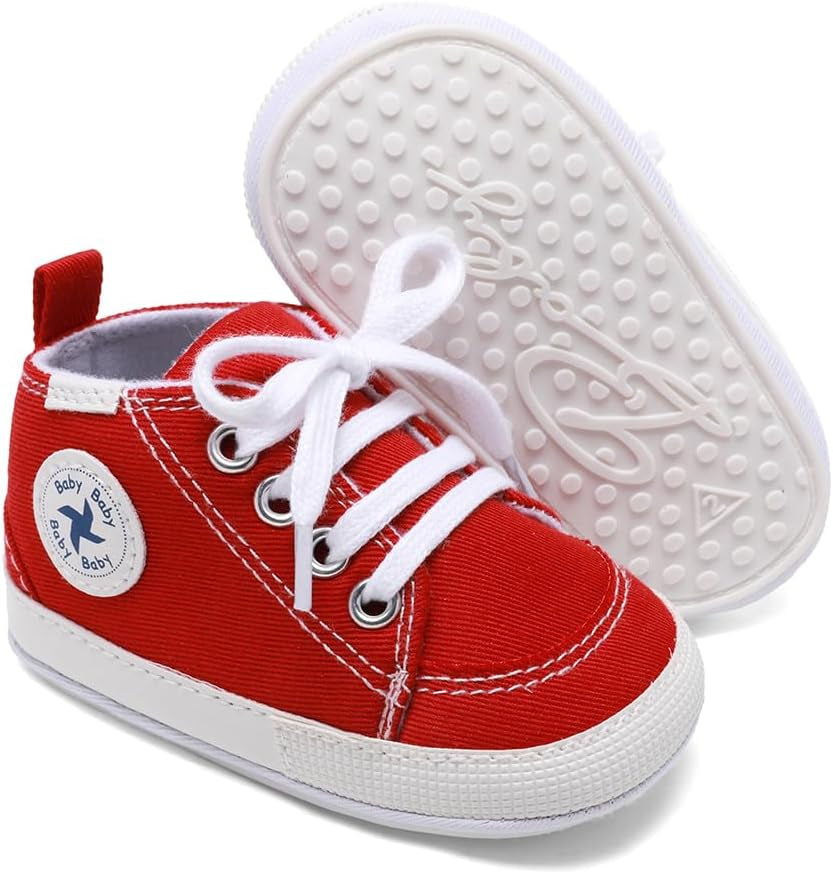 Cozy High Top Denim Sneakers with Soft Anti-Slip Sole for Newborns and Infants